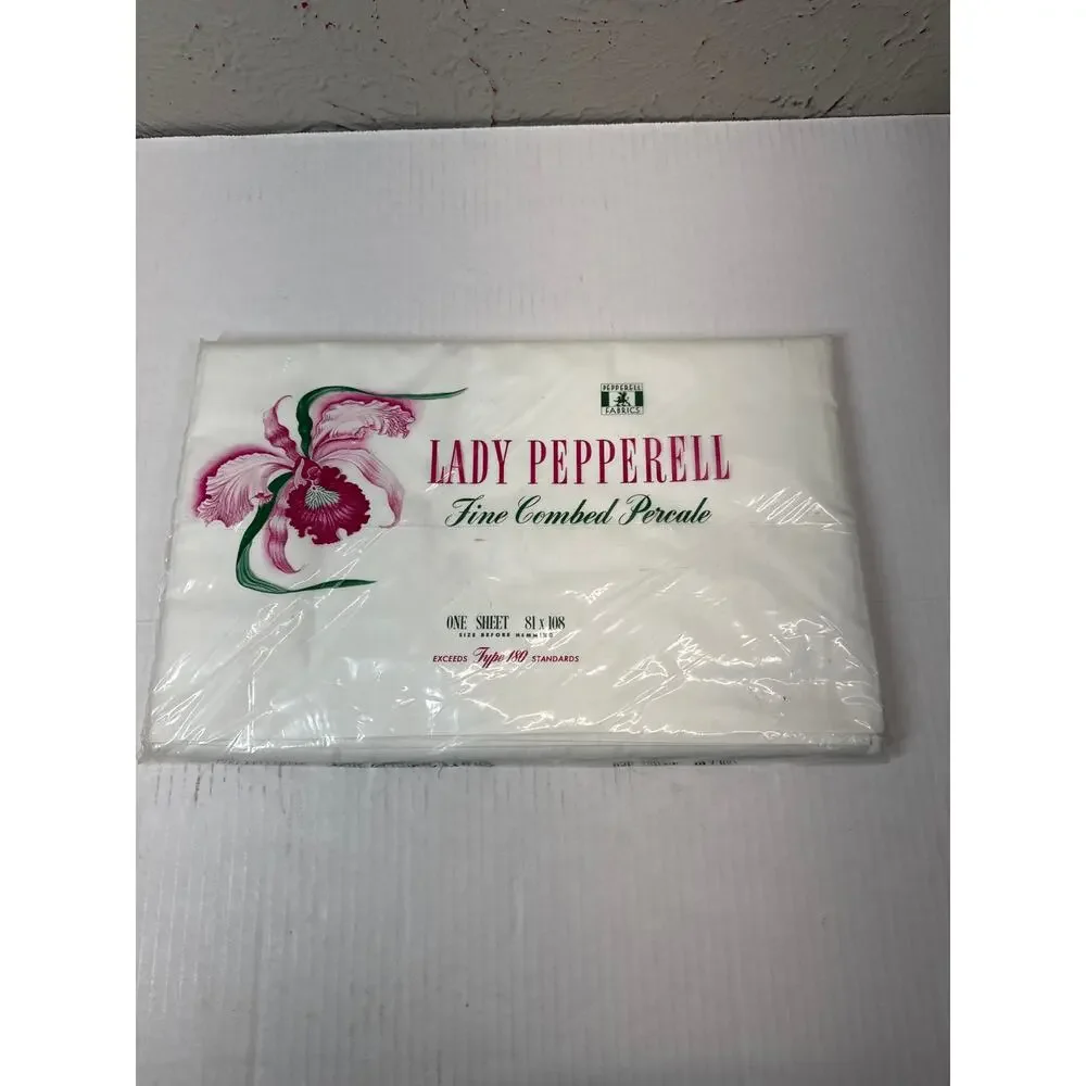 Lady Pepperell Fine Combed Percale Flat White‎ Sheet USA Made 81 x 108 Double